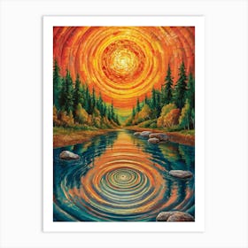 Sunrise Over A River Art Print