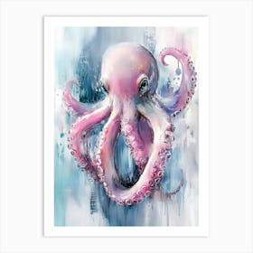 Pink Octopus Canvas Print Affiche