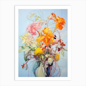 Abstract Flower Painting Bergamot 2 Art Print