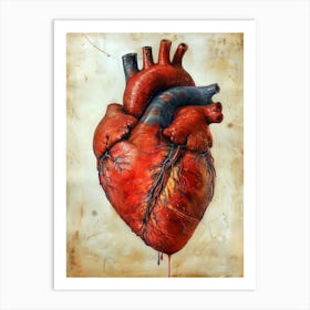 Human Heart anatomy biology art Art Print