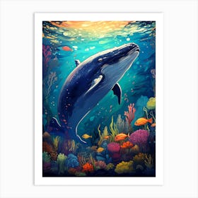 Whale Swimming In The Sea Art Print