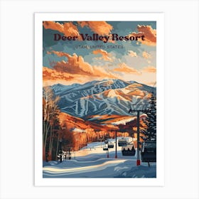 Deer Valley Resort Utah Sunset Digital Travel Art Art Print