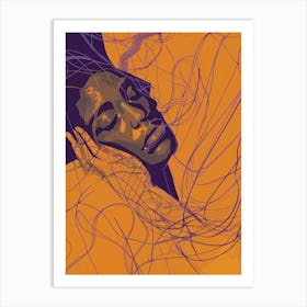 Woman In Purple And Orange Art Print