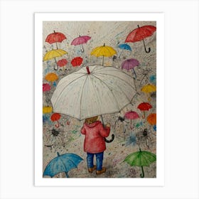 Umbrellas In The Rain 2 Art Print