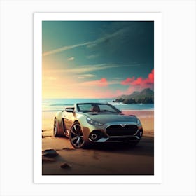 Concept Car On The Beach Art Print