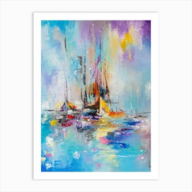 Boats In The Morning Mist Art Print