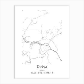 Detva,Slovakia Minimalist Map Art Print