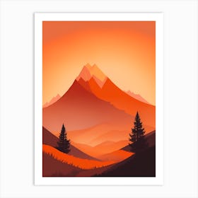 Misty Mountains Vertical Composition In Orange Tone 295 Art Print