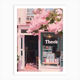 Pink Pastel Bookstore Art Print