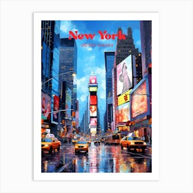 New York United States Times Square Travel Illustration Art Print