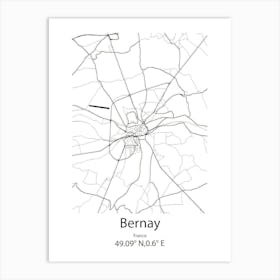 Bernay,France Minimalist Map Art Print