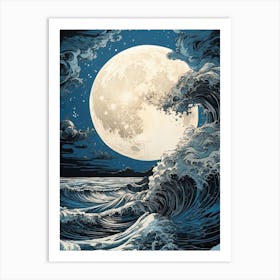 Full Moon Over The Ocean Art Print