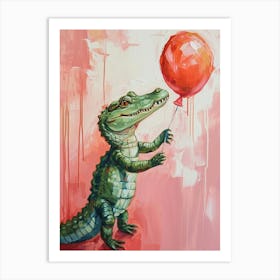 Cute Alligator With Balloon Art Print