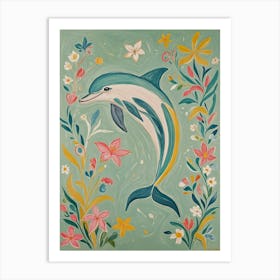 Dolphin And Flowers Art Print