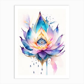 Lotus Flower, Symbol, Third Eye Watercolour 3 Art Print