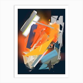 Abstract Mobile Deep Blue Yellow Orange Art Print