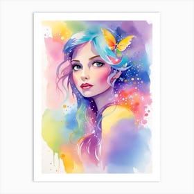 Watercolor Of A Girl Art Print