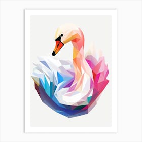 Colourful Geometric Bird Swan 3 Art Print