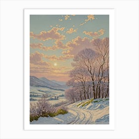 Snowy Sunset Art Print