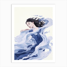 Woman In Blue Art Print