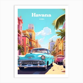 Havana Cuba Vintage Style Travel Art Illustration Art Print