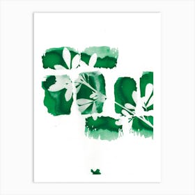 Abstract Green Leaves Art Print