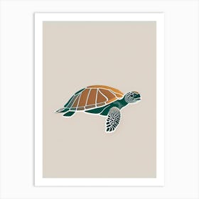 Loggerhead Sea Turtle (Caretta Caretta), Sea Turtle Retro Minimal 1 Art Print