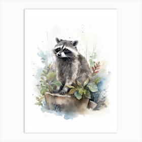 A Panama Canal Raccoon Watercolour Illustration Story 3 Art Print