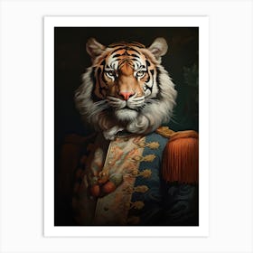 Tiger Art In Rococo Style 2 Art Print