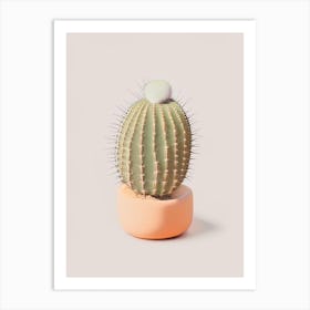 Pincushion Cactus Retro Minimal 2 Art Print