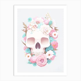 Skull With Floral Patterns 2 Pastel Kawaii Art Print