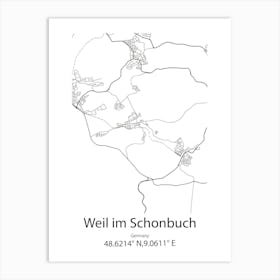 Weil Im Schonbuch,Germany Minimalist Map Art Print