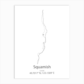 Squamish,Canada Minimalist Map Art Print