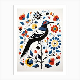 Scandinavian Bird Illustration Magpie 1 Art Print