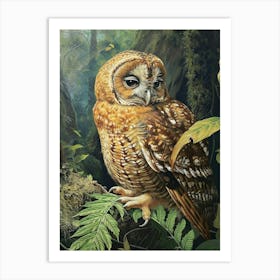 Australian Masked Owl Relief Illustration 2 Art Print