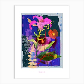 Lisianthus 1 Neon Flower Collage Poster Art Print