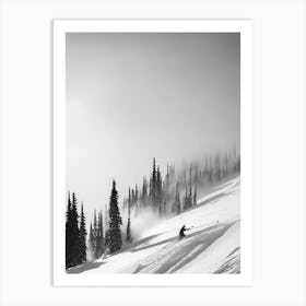 Whistler Blackcomb, Canada Black And White Skiing Poster Art Print