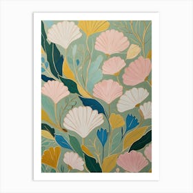 Pastel Abstract Gingko Leaves Art Print