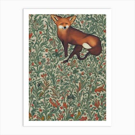 Fox In Flowers Art Print