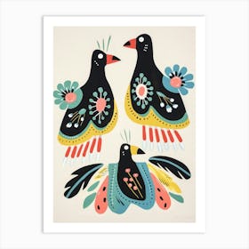 Folk Style Bird Painting Coot 4 Art Print