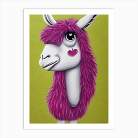 Cute White Llama 3d Illustration Art Print