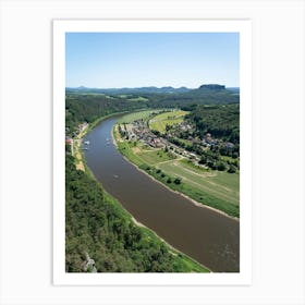 View of the Elbe river and green landscape in Saxon Switzerland Art Print