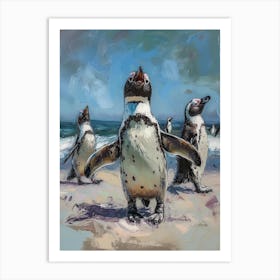 African Penguin Phillip Island The Penguin Parade Oil Painting 1 Art Print