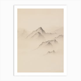 Minimalist Mountain Peak Sketch Art Print