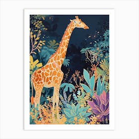 Giraffe In The Plants Watercolour Style 1 Art Print