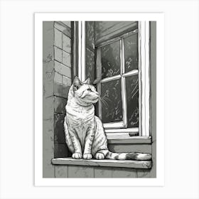 Cat Looking Out The Window 2 Art Print