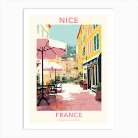 Nice, France, Flat Pastels Tones Illustration 2 Poster Art Print