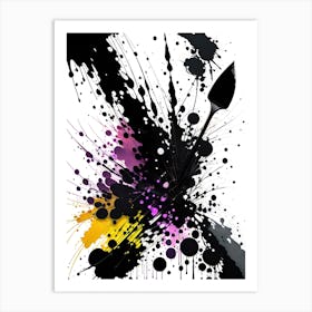 Black And Yellow Paint Splatters Art Print