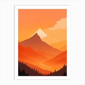 Misty Mountains Vertical Composition In Orange Tone 23 Art Print