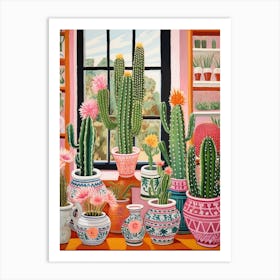 Cactus Painting Maximalist Still Life Organ Pipe Cactus Art Print